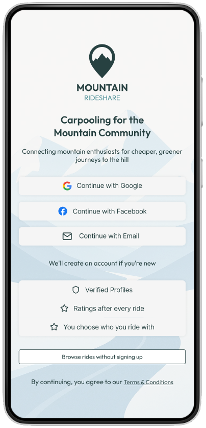Mountain Rideshare app - Auth